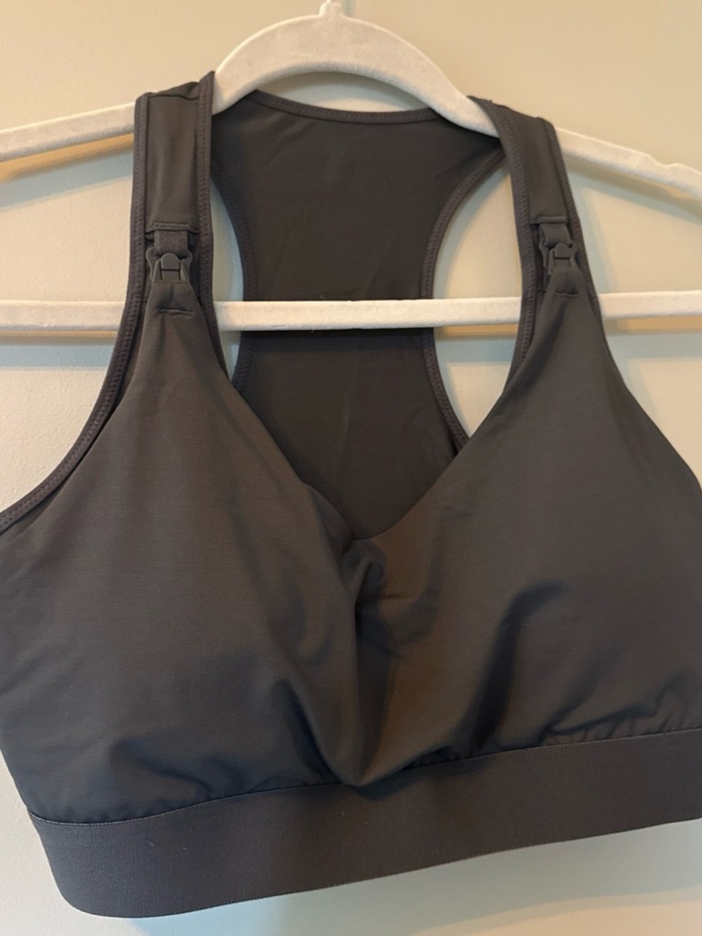 Wireless Racerback Nursing Sports Bra - gray